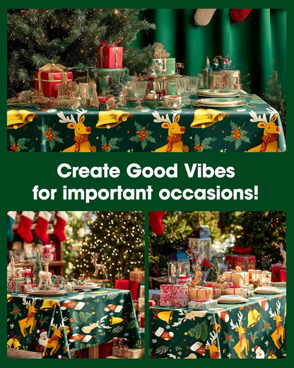 Pureegg Disposable Plastic Tablecloths - Sturdy Leakproof Covers for Parties | 54 x 108 Inch, Christmas Green, 8 Pack