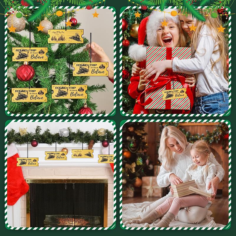 72 Pcs Polar Express Wooden Ticket Ornaments - Variation of THIS listing: 72+Ticket Ornaments - A