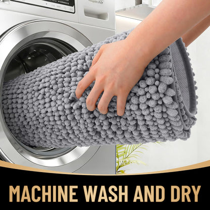 OLANLY Thick Bathroom Rugs - Extra Soft Chenille Bath Mats | 30x20, Absorbent, Rubber Backing, Grey