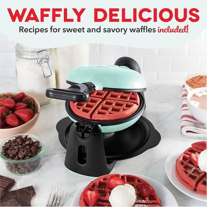 Dash Flip Belgian Waffle Maker - Nonstick Rotating Design with Quick Heat-Up for Easy Breakfasts - Aqua