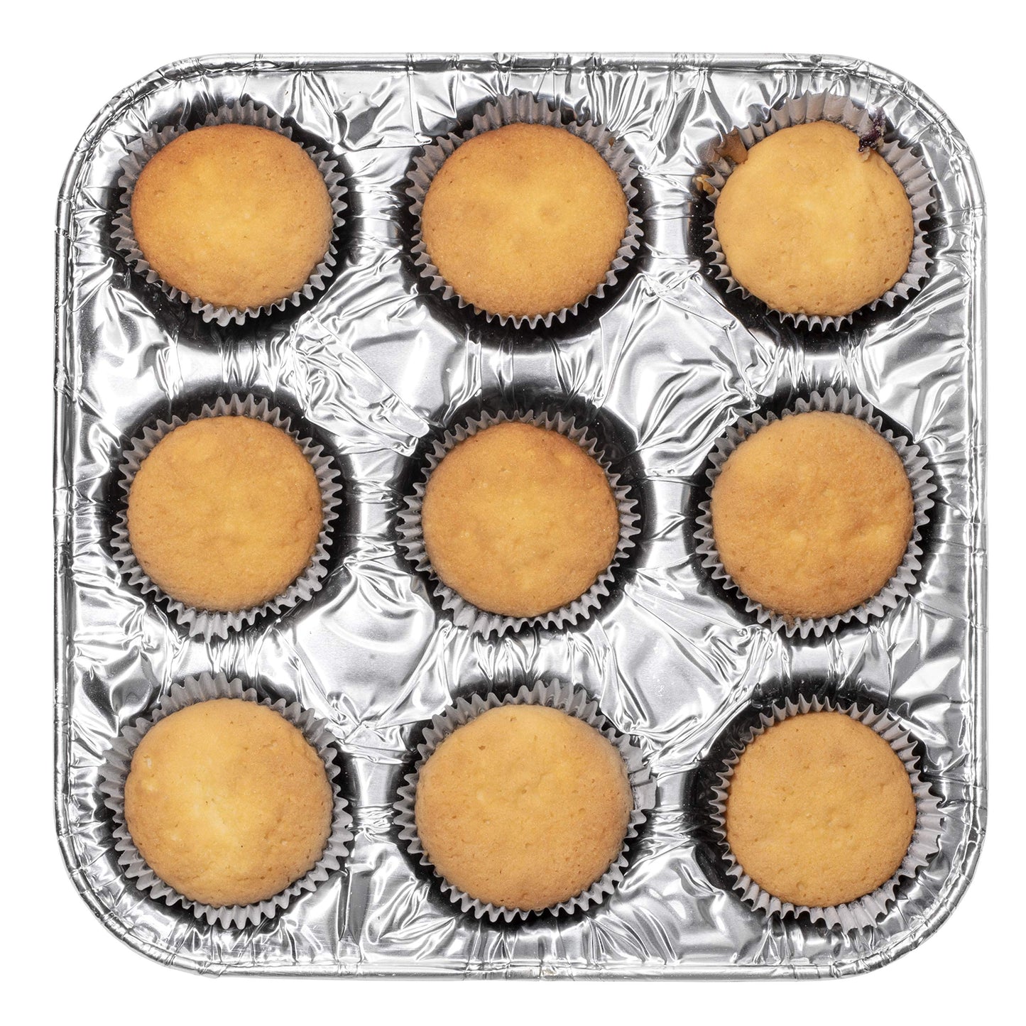 9-Cavity Mini Cupcake and Muffin Pans | Disposable Aluminium Baking Pans | Use for Baking Mini Muffin, Cupcake, Cake | For Weddings, Parties, Birthdays, Gatherings (100 Pack)