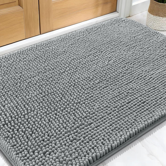 OLANLY Dog Door Mat - Absorbent Non-Slip Mud Mat for Indoor Use | Quick Dry Chenille, 30x20, Grey