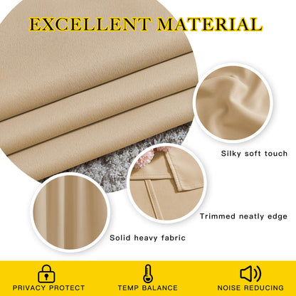 NICETOWN Blackout Curtain Panels for Living Room - Window Treatment Thermal Insulated Solid Grommet Vertical Drapes Window Treatments for Bedroom (Biscotti Beige, Set of 2, 37 by 63 Inch)