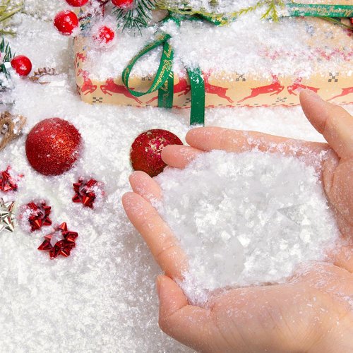 Christmas Fake Snow by Twinkles - Sparkling Artificial Flake Decoration | 10oz White Snow Powder for DIY Crafts