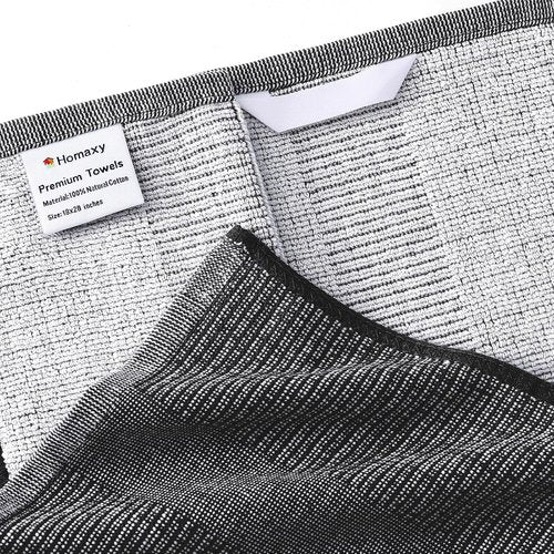 Homaxy Premium Kitchen Towels - Highly Absorbent 380 GSM Cotton Dish Towels | 18”x28”, 6 Pack, Black