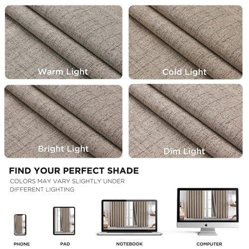 Joydeco Blackout Curtains for Bedroom - Natural Linen Curtains 37 X 90 inch, Thermal Insulated 100% Blackout 2 Panels Light Blocking Drapes, Rod Pocket & Back Tabs, Darkening Privacy for Living Room