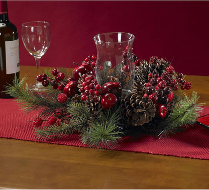 Nearly Natural Candleabrum | Holiday Red Decor - 17.5" x 8.5" x 17.5" Perfect for Festive Settings