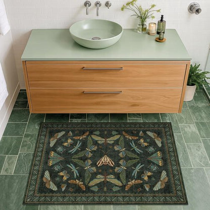 Hazo Haus 2x3 Entryway Rug - Dark Green Washable Non-Slip Throw Rug for Kitchen & Bathroom