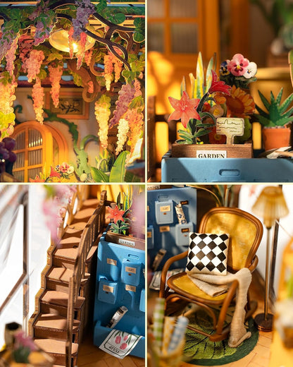 Rolife DIY Book Nook Kit - Garden House Bookshelf Insert | 3D Puzzle Room Decor for All Ages