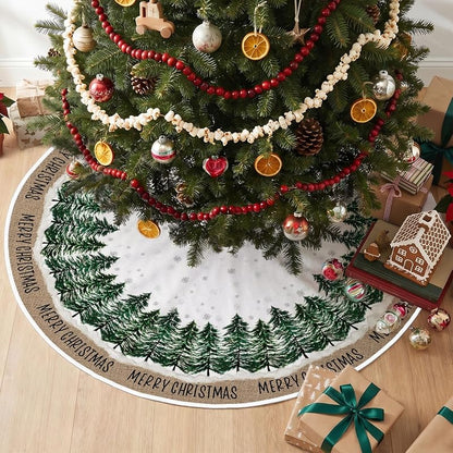Snowflake Christmas Tree Skirt 48-Inch – Durable Polyester, Double Layer