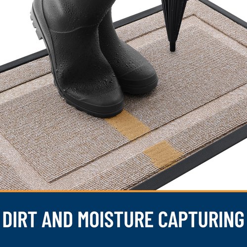 OLANLY Front Door Mat Indoor Outdoor Entrance, Waterproof All-Season, All-Weather Doormat, Sturdy Natural Rubber, Low Profile, Easy Clean Patio Porch Entryway Mat, 59x20, Camel