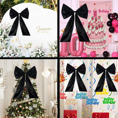 Giant Large Satin Ribbon Bow - 25x40 Inch Big Bow for Wedding, Birthday, and Christmas Decor | Black