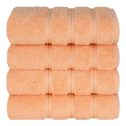 American Soft Linen Luxury Hand Towels for Bathroom, 600 GSM Heawy Weight 16x28 Size 100% Cotton Turkish 4 Piece Hand Face Towel Set, Peach Hand Towels