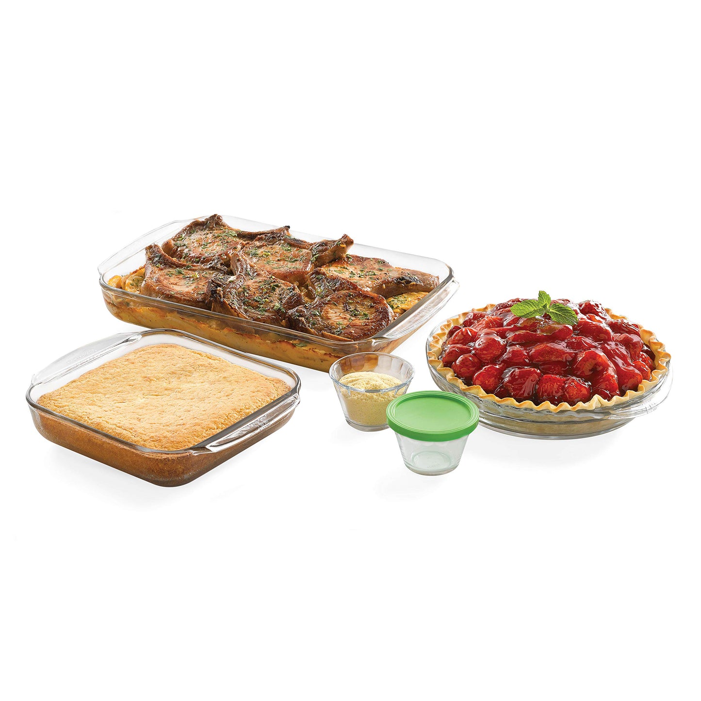 Libbey Baker's Basics 7-Piece Glass Casserole and Bakeware Set with 4 Lids