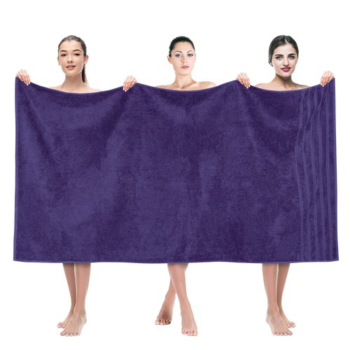 American Soft Linen 35x70 Jumbo Large Bath Towel, 600 GSM 100% Cotton Turkish Bath Sheet, Oversized Luxury Bath Towel for Bathroom Beach and Pool, Purple