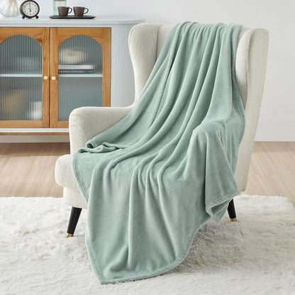 Bedsure GentleSoft Fleece Throw Blanket - 300GSM Soft Sage Green Plush Cozy Blanket for Home & Travel