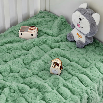 Yurhap Fleece Baby Blanket - Ultra Soft Heart Checkered Design | Cozy 30"x40" Sage Green for Infants