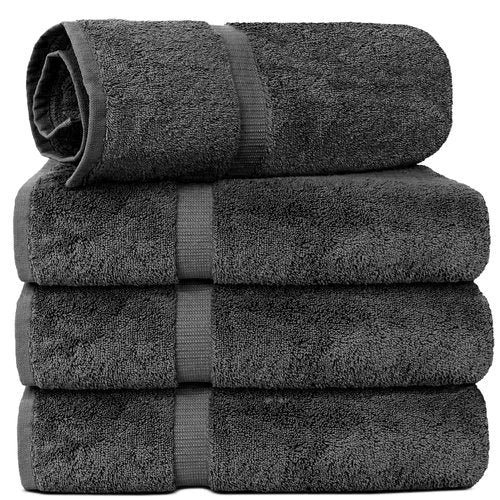 Chakir Turkish Linens | Hotel & Spa Quality 100% Cotton Luxury Turkish Towels | Soft & Absorbent (30x60 Inches Extra Large Bath Towels, Set of 4 - Dark Gray)