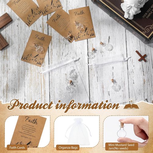 Funnymoom 50 Pack Faith Gifts for Women - Christian Baptism & Wedding Supplies | Religious Mustard Seed