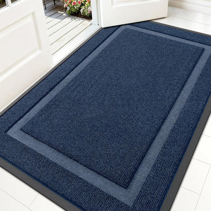 OLANLY Waterproof Front Door Mat - All-Season Indoor/Outdoor Doormat, Easy Clean, 59x35, Blue