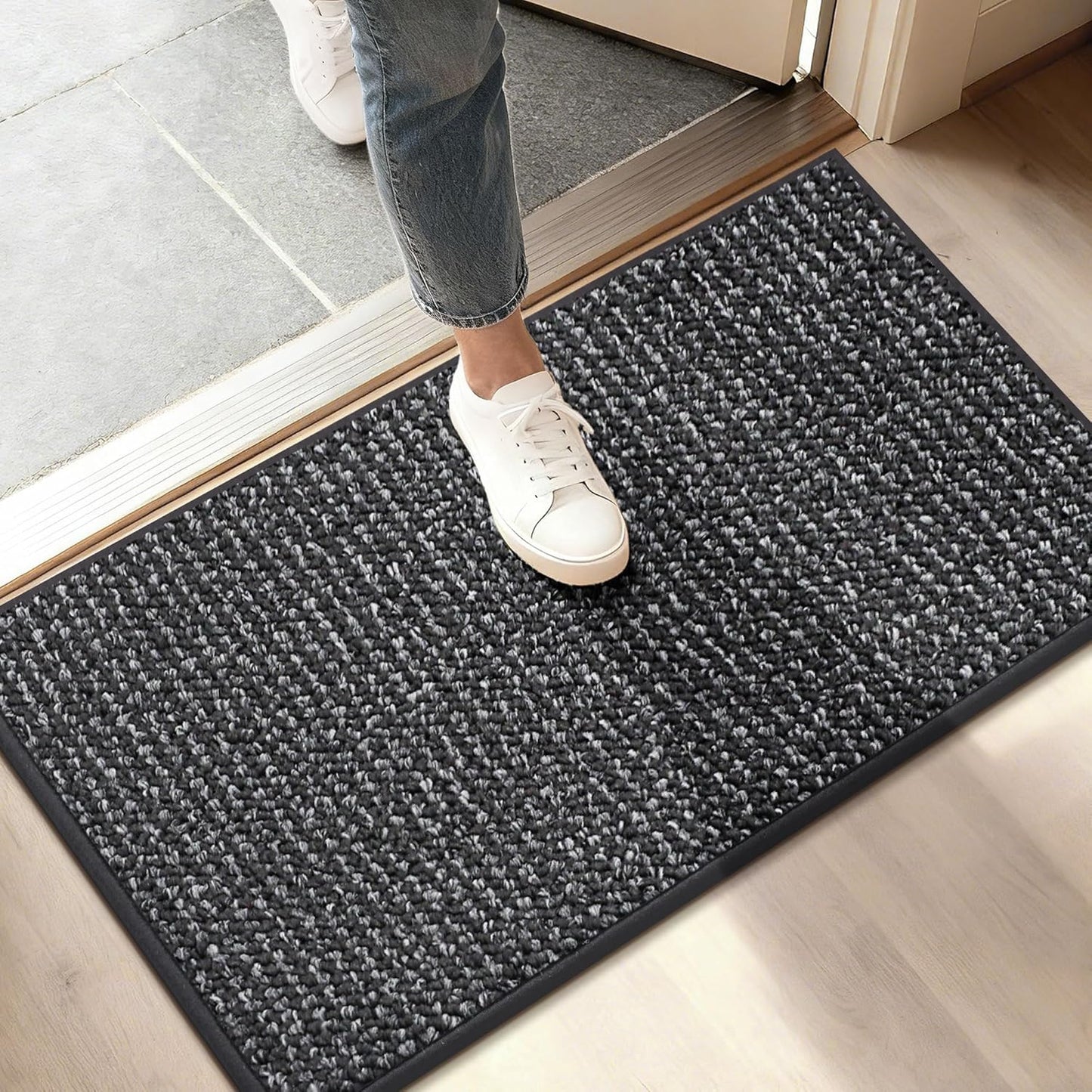 BEQHAUSE Dirt Trapper Door Mat - Non-Slip, Washable Entryway Rug | 17" x 30", Charcoal Color