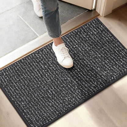 BEQHAUSE Dirt Trapper Door Mat - Non-Slip, Washable Entryway Rug | 17" x 30", Charcoal Color