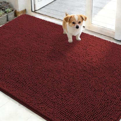 OLANLY Dog Door Mat for Muddy Paws 50x30, Absorbs Moisture and Dirt, Absorbent Non-Slip Washable Doormat, Quick Dry Chenille Mud Mat, Entry Indoor Entryway Carpet for Inside Floor, Caramel Russet