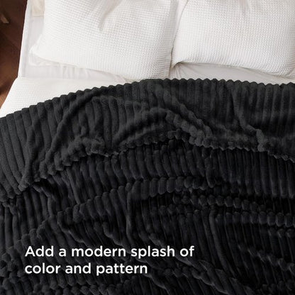 Bedsure GentleSoft Blanket - Cozy Queen Size Fleece Throw for Women | Black, 90x90 Inches
