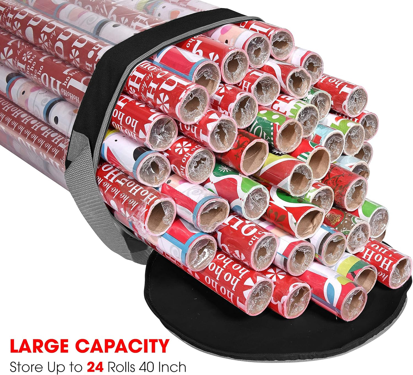 Primode Wrapping Paper Storage Bag - Durable 600D Oxford Organizer for Under Bed, 42” Length (Black)