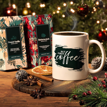 Skiennix Coffee Gift Set - 5 Gourmet Ground Coffee Flavors with Mug | Unique Christmas Present for All