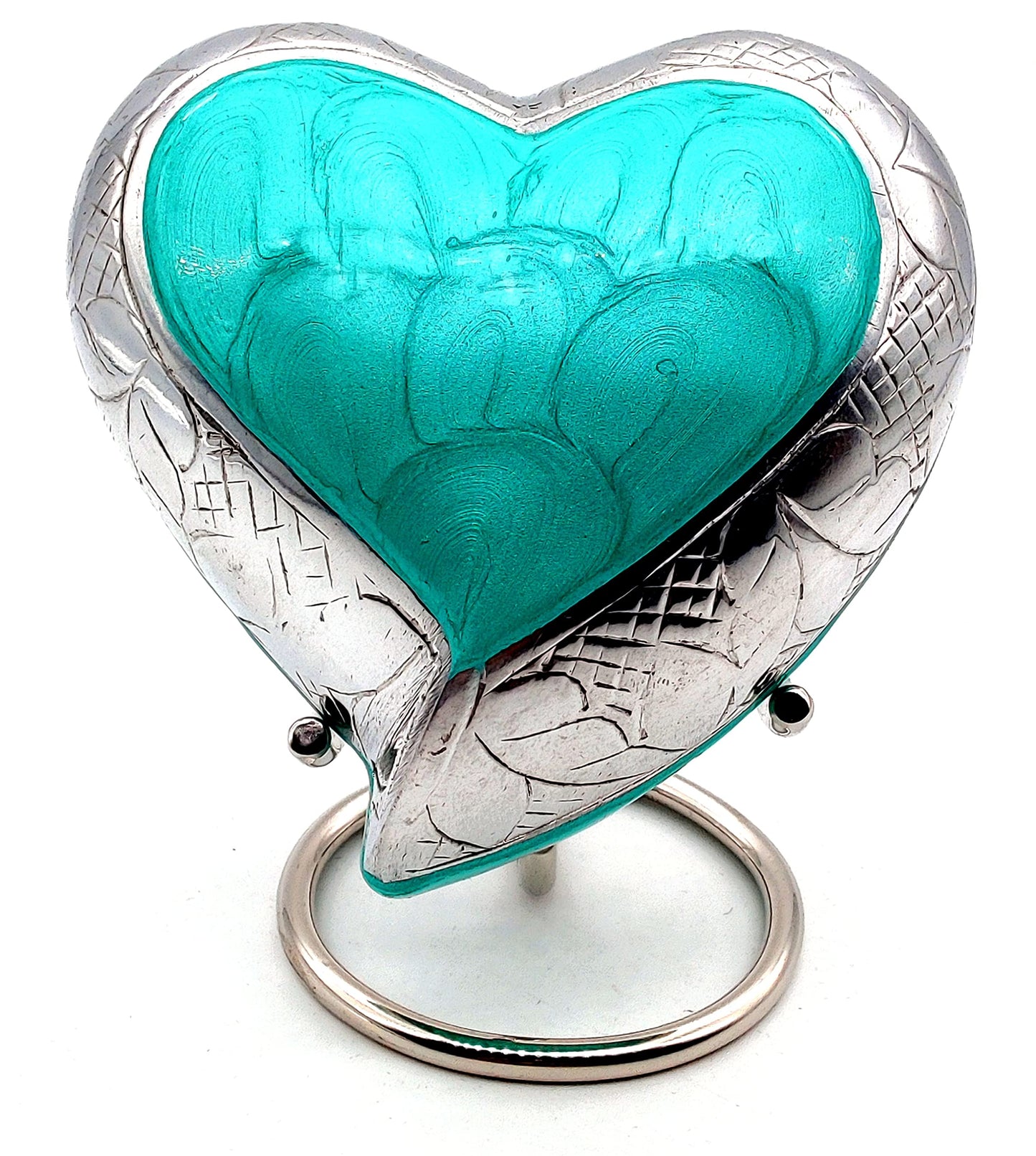 TURKESH Heart Keepsake Urn - Mini Ash Urn Small Handcrafted Cremation Urn for Ashes - Tribute to Your Loved One - Perfect for Adults & Infants with Free Premium Velvet Box & Display Stand (TURKESH)
