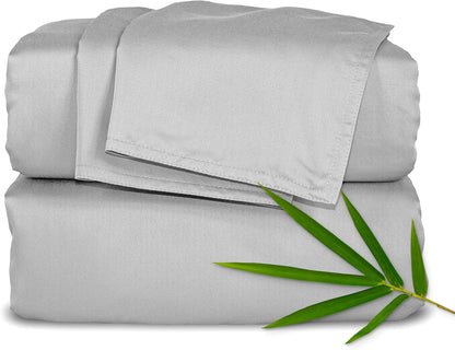 Pure Bamboo Full Bed Sheet Set - 100% Organic Viscose, Luxuriously Soft & Cooling | Silver Pearl, 2-Year Quality Promise