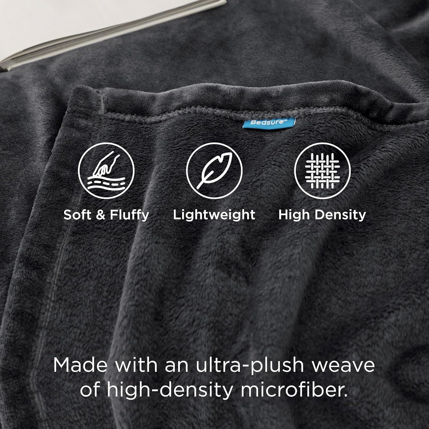 Bedsure GentleSoft Fleece Bed Blanket - Soft, Lightweight, Plush Cozy Luxury in Charcoal | 84x90 Inches