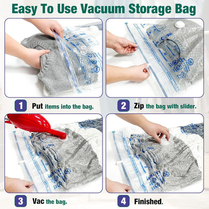 Space Saver - 8 Medium Vacuum Storage Bags for Clothes | Pump Included for Easy Use