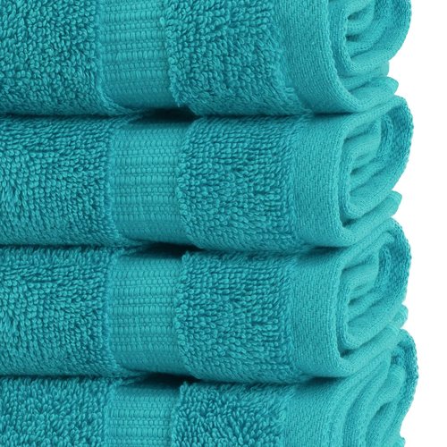 Chakir Turkish Linens | Hotel & Spa Quality 100% Cotton Premium Turkish Towels | Soft & Absorbent (4-Piece Washcloths, Aqua)
