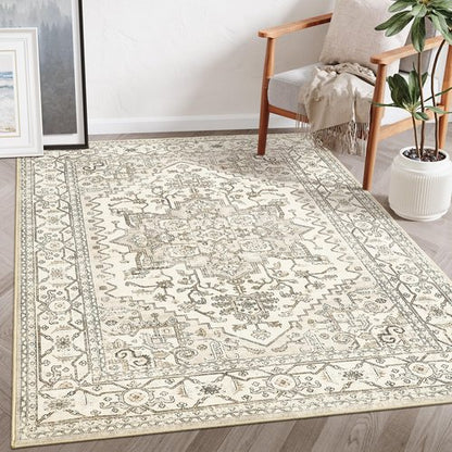 5x7 Area Rugs for Living Room, Stain Resistant Neutral Non-Slip Machine Washable Rug Distressed Indoor Carpet Rug Ultra Soft Area Rug for Bedroom Dining Room Playroom Office (Grey)