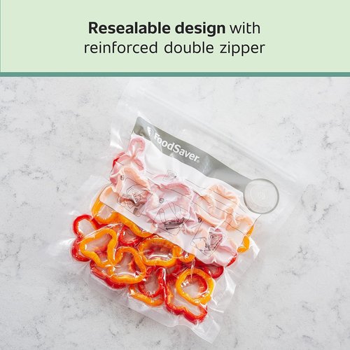FoodSaver Vacuum Zipper Bags - 1-Quart Size | BPA-Free Multilayer Construction for Freshness