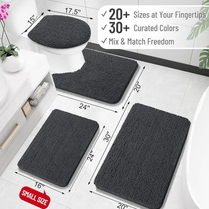 OLANLY Bathroom Rugs - Extra Soft Chenille Bath Mats | Quick Dry, Machine Washable, 30x18, Dark Grey