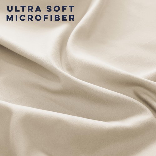 Casual Living Cali King Sheets Set 6 Piece Cooling Bed Sheets with 4 Envelope Pillowcases Soft Microfiber Deep Pocket Hypoallergenic Washable Bedding Set for Master Bedroom, California King, Beige