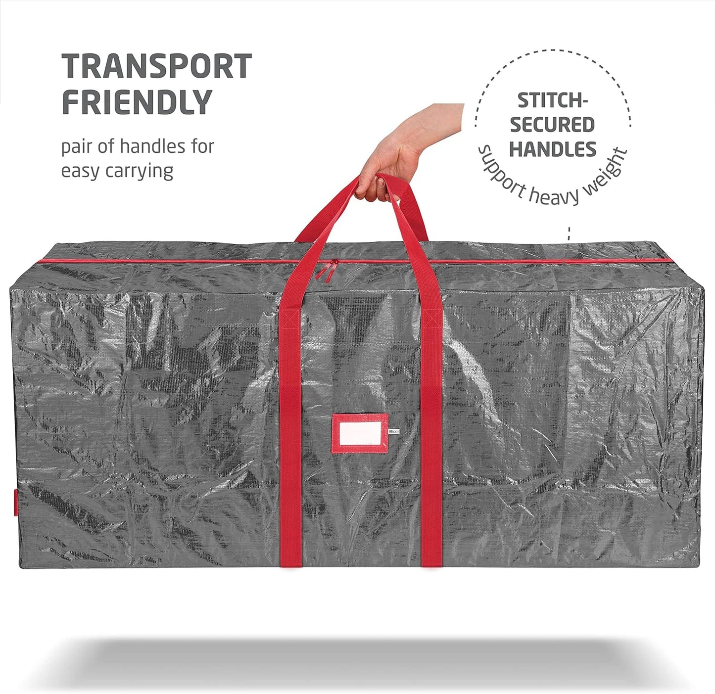 Zober Christmas Tree Storage Bag - Waterproof & Durable for 7.5 Ft Artificial Trees - Gray with Label Card Slot