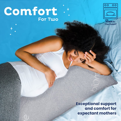 Snuggle-Pedic Long Body Pillow for Adults - Big 20x54 Pregnancy Pillows w/Shredded Memory Foam & Cooling Pillow Cover - Cuddle Firm Maternity Side Sleeper Pillow Insert to Hug for Bed - Grayy