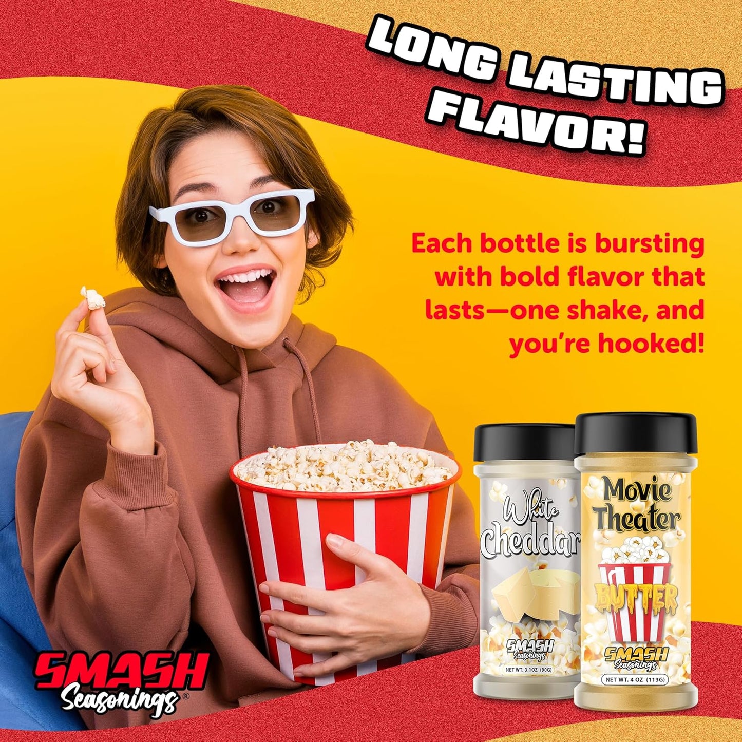 White Cheddar & Movie Theater Butter Popcorn Seasoning Shaker - Double Flavor Blend for Snacks | 2 Pack