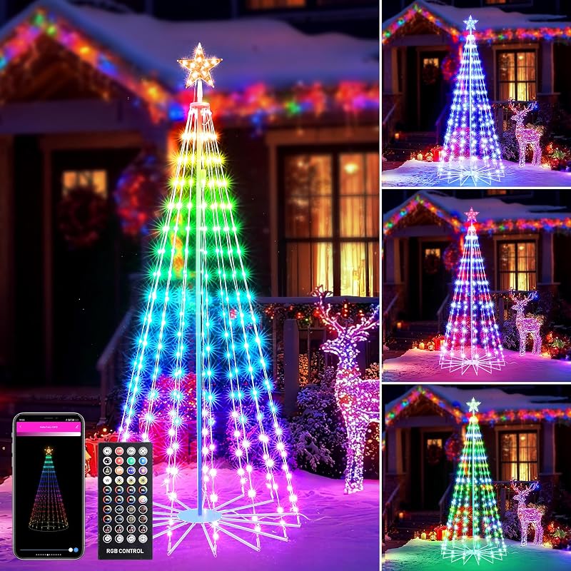 7ft Outdoor Christmas LED Tree with 295 LEDs, App & Remote, Timer