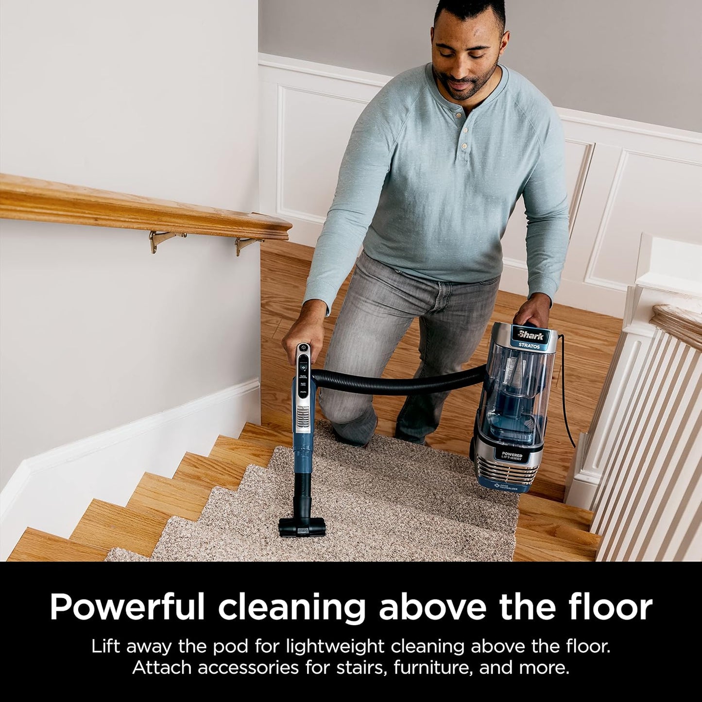 Shark AZ3002 Stratos Upright Vacuum - DuoClean PowerFins & HairPro Technology, Navy (Renewed)