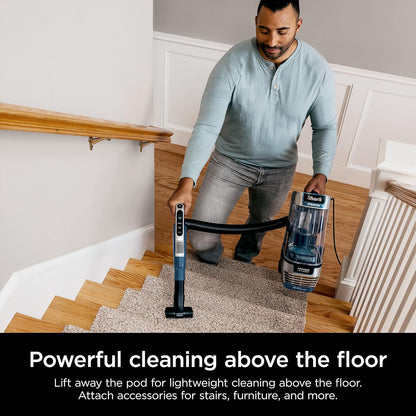 Shark AZ3002 Stratos Upright Vacuum - DuoClean PowerFins & HairPro Technology, Navy (Renewed)