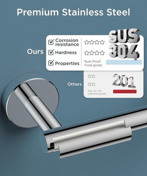 FORIOUS Toilet Paper Holder - Rustproof Stainless Steel Double Post Pivoting Design | Chrome Finish