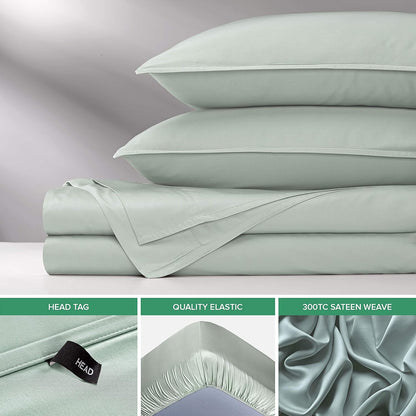 Pure Bamboo Split King Sheets - 100% Organic Viscose Bed Sheet Set, Soft & Cooling, Sea Glass Color