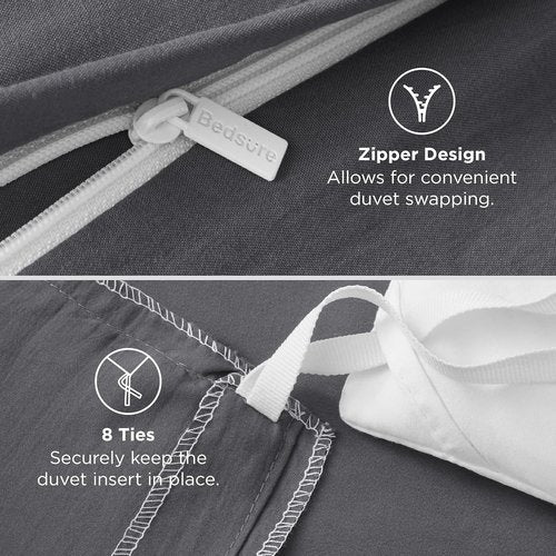 Bedsure Oversized King Duvet Cover Set - Extra Soft Prewashed Cotton-Like Bedding, 120x98 Inches with Zipper Closure & 2 Pillow Shams