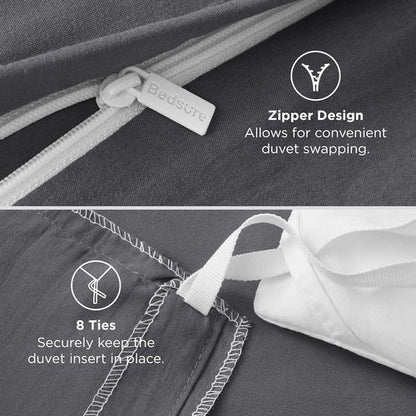 Bedsure Oversized King Duvet Cover Set - Extra Soft Prewashed Cotton-Like Bedding, 120x98 Inches with Zipper Closure & 2 Pillow Shams