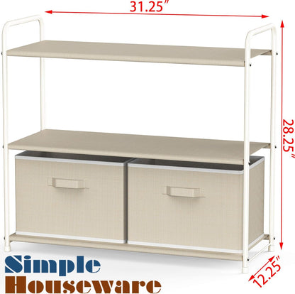 Simple Houseware 3-Tier Closet Storage Organizer - Beige with 2 Convenient Drawers